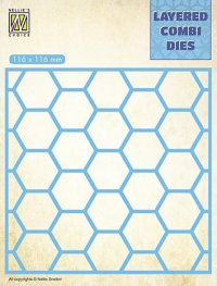 Billede: skæreskabelon NS Layered Combi Dies “Honeycomb - A” LCDH001, 116x116mm, passer sammen med p237752 og p237753
