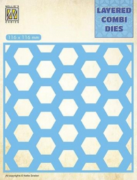 Billede: skæreskabelon NS Layered Combi Dies “Honeycomb - B” LCDH002, 116x116mm, passer sammen med p237751 og p237753