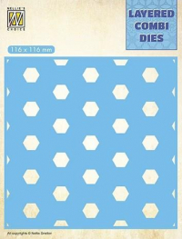 Billede: skæreskabelon NS Layered Combi Dies “Honeycomb - C” LCDH003, 116x116mm, passer sammen med p237752 og p237751