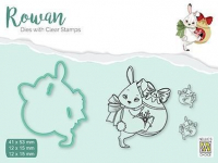 Billede: skæreskabelon og stempel kanin, NS Rowan Dies & Clearstamp, Christmas Rabbit, RDCS001, Biggest: 41x53mm, førpris kr. 44,- nupris