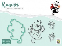 Billede: skæreskabelon og stempel panda, NS Rowan Dies & Clearstamp, Christmas Panda,RDCS003, Biggest: 38x53mm, førpris kr. 44,- nupris