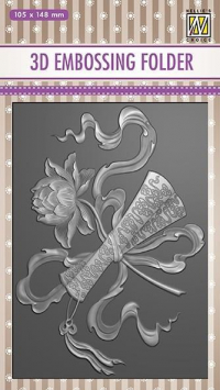 Billede: NS 3D Embossingfolder diplom ved blomst, 105x148mm 