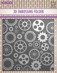 Billede: NS 3D Embossingfolder tandhjul, 150x150mm 