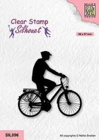Billede: stempel cyklist mand, Nellie Snellen Clearstamp