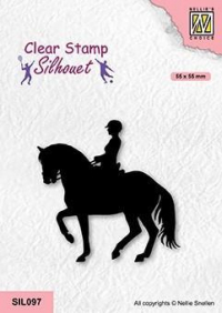 Billede: stempel kvinde rytter til hest, Nellie Snellen Clearstamp