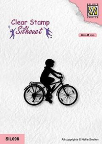 Billede: stempel cyklist dreng, Nellie Snellen Clearstamp