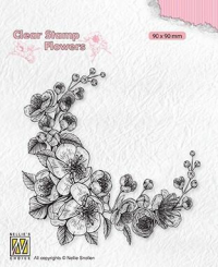 Billede: NS Clearstamp “Blossom Corner″ FLO031, 90x90mm, blomsterhjørne 