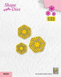 Billede: skæreskabelon 3 små blomsterhoveder, NS Shape dies 