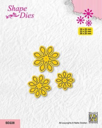 Billede: skæreskabelon 3 små blomsterhoveder, NS Shape dies 