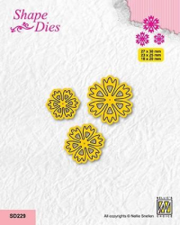 Billede: skæreskabelon 3 små blomsterhoveder, NS Shape dies 