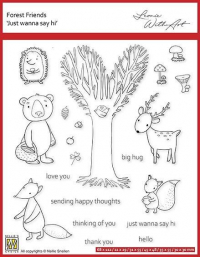 Billede: NS Clearstamp “Forest Friends - Just wanna say hi″ FFECS003, Biggest: 68x112mm, førpris kr. 32,- nupris