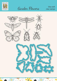 Billede: skæreskabelon og stempel insekter, NS Dies & Clearstamp 