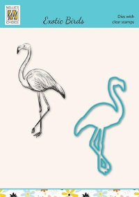 Billede: stempel og skæreskabelon flamingo, NS Dies & Clearstamp 