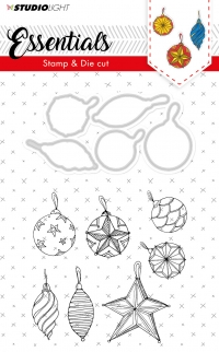 Billede: skæreskabelon og stempel julekugler, STUDIO LIGHT STAMP & DIE A6 BASICSDC17, førpris kr. 68,- nupris