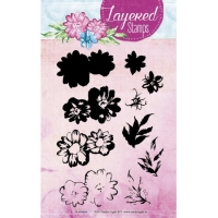 Billede: Studio Light Layered Stamps STAMPLS01, blomsterstempel til opbygning i farvenuancer, førpris kr. 60,00, nupris