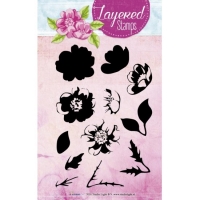 Billede: Studio Light Layered Stamps STAMPLS04, blomster til opbygning i farvenuancer, førpris kr. 60,00, nupris