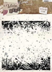 Billede: julestempel med kant foroven og forneden, STUDIO LIGHT STEMPEL 14x14cm STAMPWT315, Winter Days, førpris kr. 68,- nupris
