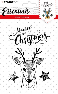 Billede: STUDIO LIGHT STEMPEL A6 STAMPSL324, Merry Christmas og rådyrhoved, førpris kr. 60,- nupris
