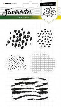 Billede: STUDIO LIGHT STEMPEL A5 STAMPSL332, Tropical jungle, 5 små baggrundsstempler