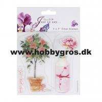 Billede: acrylstempel just to say, blomster, get well soon, docraft papermania