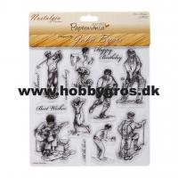 Billede: stempler nostalgia pastimes, 20x20cm, papermania, førpris kr. 100,- nupris