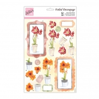 Billede: blomster i potte, udstanset 3d,  ANT 169425, førpris kr. 10,- nupris
