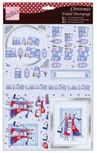 Billede: huse og juleindkøb, Anita's Udstanset 3D Ark ANT 169462, førpris kr. 12,- nupris