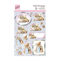 Billede: bamse med blomster i vase, Anita�s udstanset 3d, ANT 169479, førpris kr. 10,- nupris