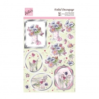 Billede: blomster i vase med gave, og tulipaner, Anita�s udstanset 3d, ANT 169485, førpris kr. 10,- nupris