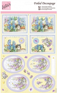 Billede: katte gemt i blomsterbedene, Anita's udstanset 3d, ANT 169520
