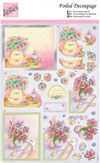 Billede: blomster i kander på toiletborde, Anita's udstanset 3d, ANT 169524