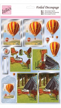 Billede: luftballoner og telt i skoven, Anita's udstanset 3d, ANT 169553