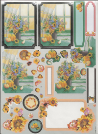Billede: Anita's Udstanset 3D ark efterårsblomster, “ANT 169587, førpris kr. 10,- nupris