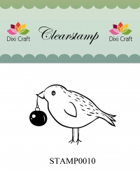 Billede: Dixi Craft Stempel STAMP0010, fugl med julekugle, førpris kr. 20,- nupris