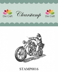 Billede: Dixi Craft Stempel STAMP0016, mand på motorcykel, førpris kr. 20,- nupris
