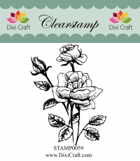 Billede: DIXI CRAFT STEMPEL 2 roser og 1 knop, STAMP0059, 5,4x7,5cm, førpris kr. 24,00, nupris
