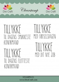 Billede: DIXI CRAFT CLEARSTAMP “Dansk Tekst” STAMP0121, Største: 5,2x3,9cm