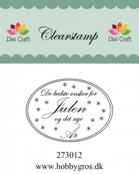 Billede: Dixi Craft Stempel, De bedste ønsker for Julen og det nye År, ca. 5 cm, førpris kr. 20,00, nupris