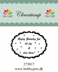 Billede: Dixi Craft Stempel, Rigtig Glæde Jul til dig & dine kære, ca. 5 cm, førpris kr. 20,00, nupris
