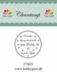 Billede: Dixi Craft Stempel, Vi ønsker dig og din familie en Glædelig Jul & et godt Nytår, ca. 3,8 cm , førpris kr. 20,00, nupris