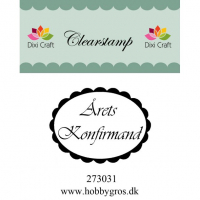 Billede: Dixi Craft Stempel, 2?(5cm), Årets Konfirmand, førpris kr. 20,00, nupris