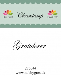 Billede: Dixi Craft Stempel, Gratulerer
