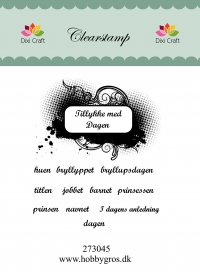 Billede: Dixi Craft Stempel-sæt 8x8cm, Tillykke med tekster