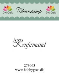 Billede: Dixi Craft Stempel, Årets Konfirmand, 4,5x1,5cm