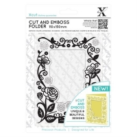 Billede: XCUT Skære & Embossingfolder XCU 503804, blomster og blade, A6, det med sort markering bliver præget, det med lys markering bliver skåret ud, førpris kr. 76,- nupris