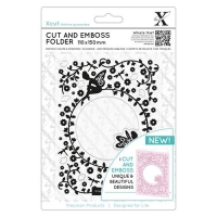 Billede: XCUT Skære & Embossingfolder XCU 503813, 2 alfepiger i blomsterhav, A6, det med sort markering bliver præget, det med lys markering bliver skåret ud, førpris kr. 76,- nupris