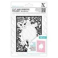 Billede: XCUT Skære & Embossingfolder XCU 503814, kvinde og sommerfugl, det med sort markering bliver præget, det med lys markering bliver skåret ud, førpris kr. 76,- nupris