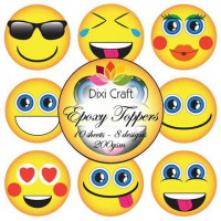 Billede: DIXI CRAFT EPOXY TOPPERS 9X9CM 10 ARK EPT011, Smiley, Match p290901 & p290902