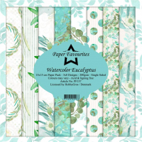 Billede: Paper Favourites Paper Pack, Watercolor Eucalyptus, PF137, 200gsm - 24 ark - 15x15cm