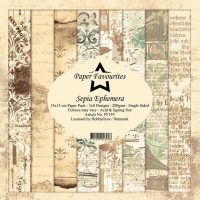 Billede: Paper Favourites Paper Pack, Sepia Ephemera, PF139, 200gsm - 24 ark - 15x15cm